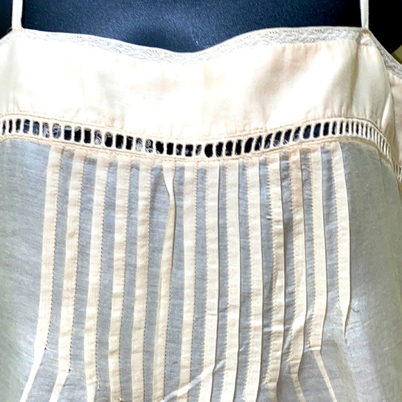 FALCON & BLOOM CREAM CAMI LACE, PLEATED, CUT-OUT ADJUSTABLE STRAPS TANK SZ S - Picture 4 of 13
